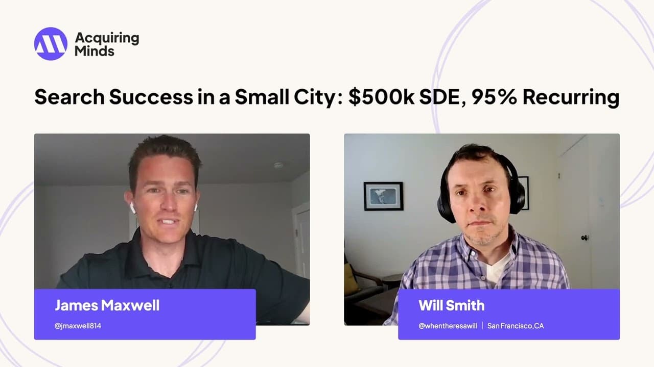 Search Success in a Small City: $500k SDE, 95% Recurring