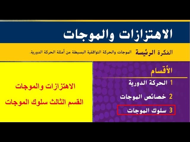 الاهتزازات والموجات القسم الثالث سلوك الموجات