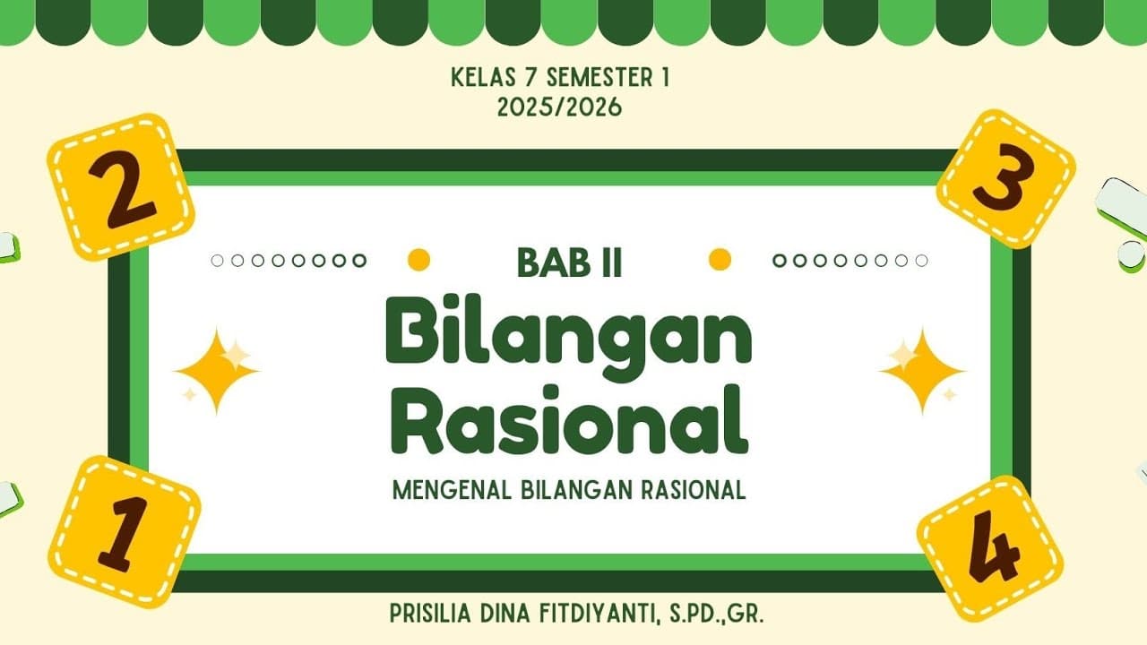 BAB II : Bilangan Rasional (Mengenal bil. rasional, Pengunaan Pecahan, Pecahan Senilai) Kelas 7 SMP