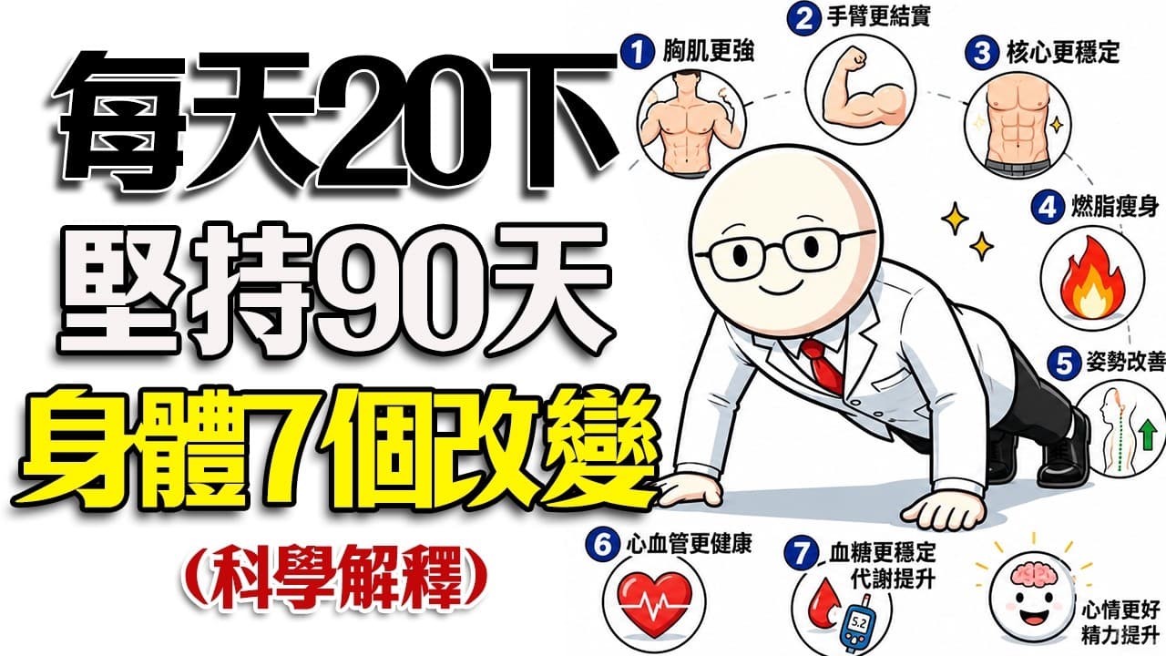 每天20下伏地挺身,身體悄悄發生7個驚人改變|哈佛史丹佛實證#俯臥撐#居家健身#90天蛻變#科學健身#零基礎健身#自律改變自己#身體改造#健身科普#無器械健身
