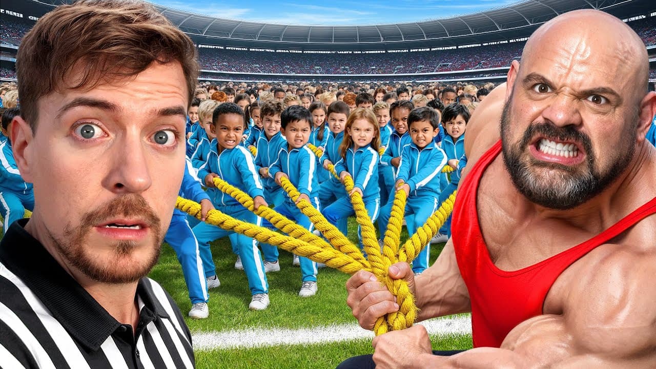 100 Kids Vs World's Strongest Man!